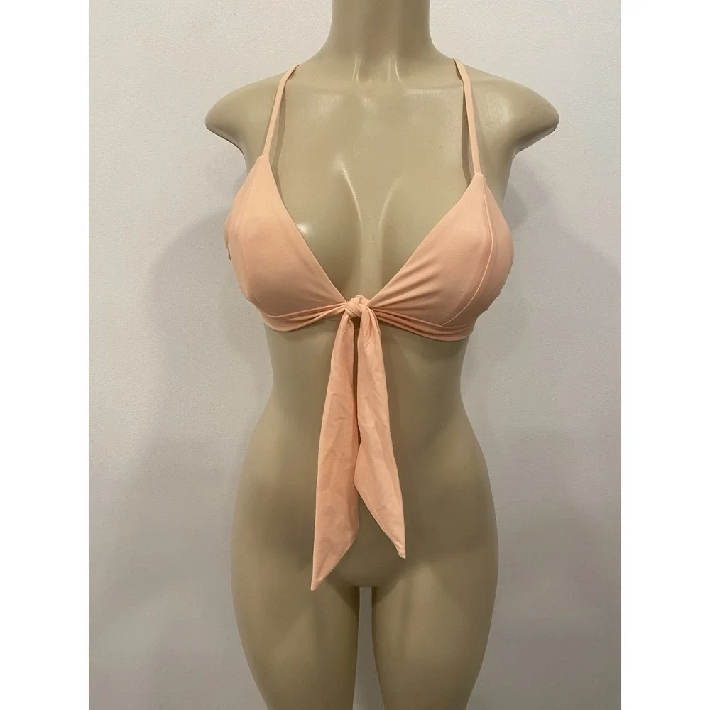 Ellejay Swimwear Bikini Top Peach Size Small Tie Front Top Only‎ New With Tags